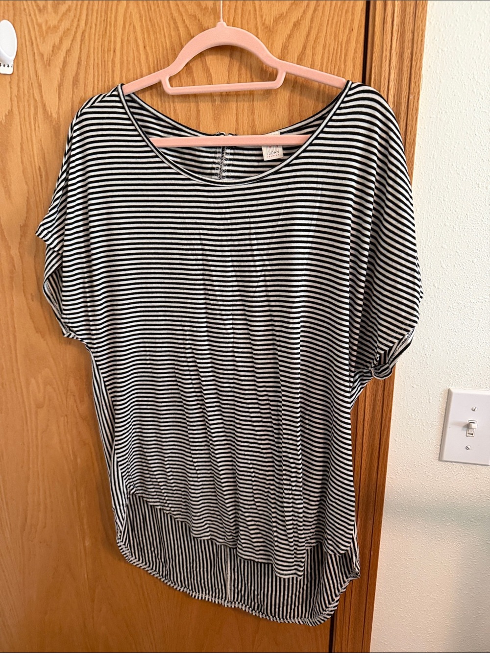 Black & White Striped Short Sleeve Tunic Top by LOFT